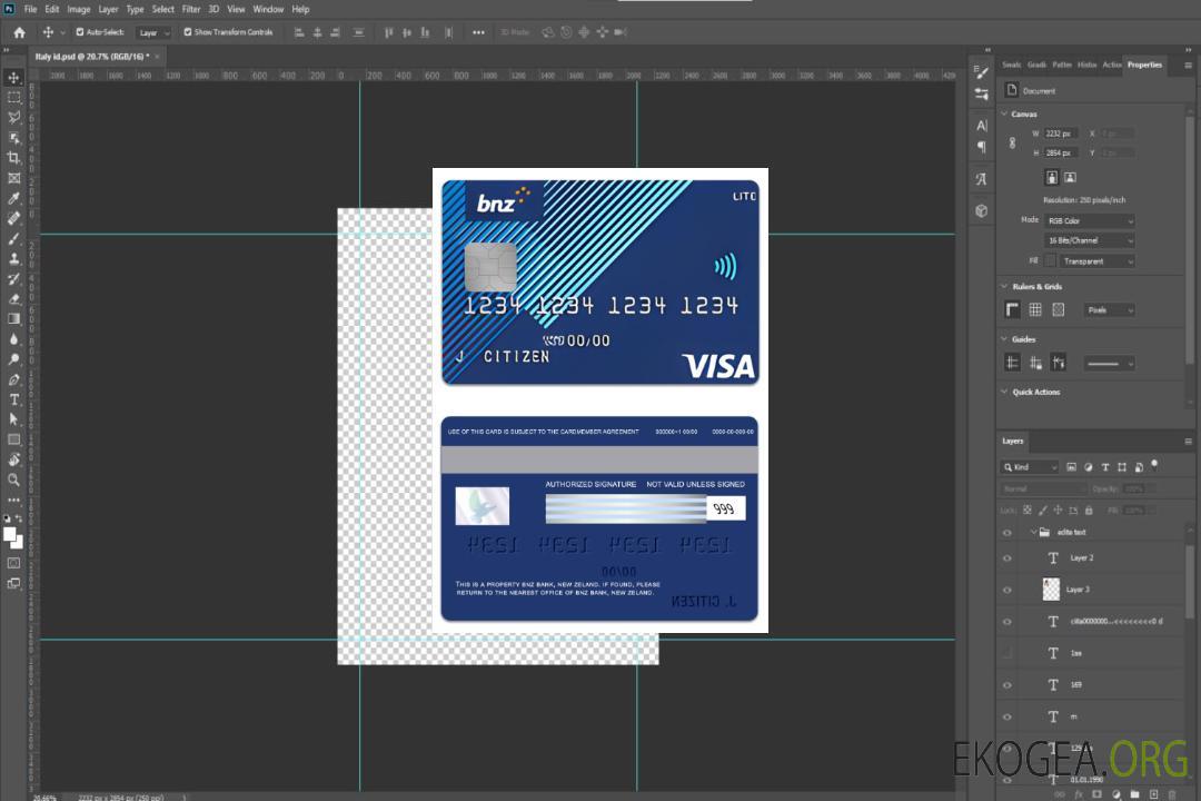 Carte visa Lite de la Banque BNZ de Nouvelle-Zélande template Carte visa Lite de la Banque BNZ de Nouvelle-Zélande template